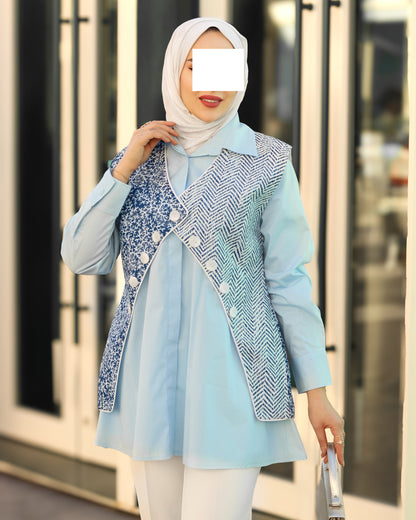 Azure Tapestry Poplin Shirt