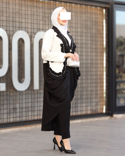 قميص بوبلين بتموجات بلون منتصف الليل