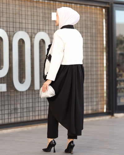 قميص بوبلين بتموجات بلون منتصف الليل