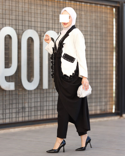 قميص بوبلين بتموجات بلون منتصف الليل