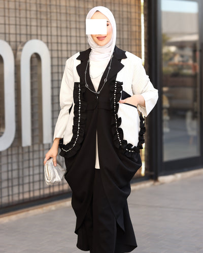 قميص بوبلين بتموجات بلون منتصف الليل