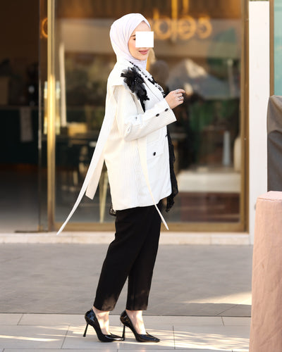 قميص بوبلين دانتيل أسود