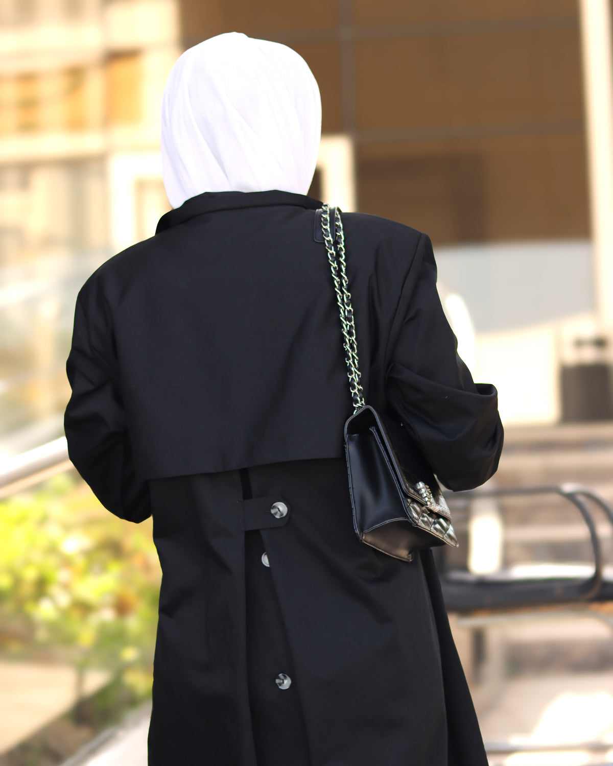 معطف ترنش نوار يوتيليتي من البوبلين والباربي
