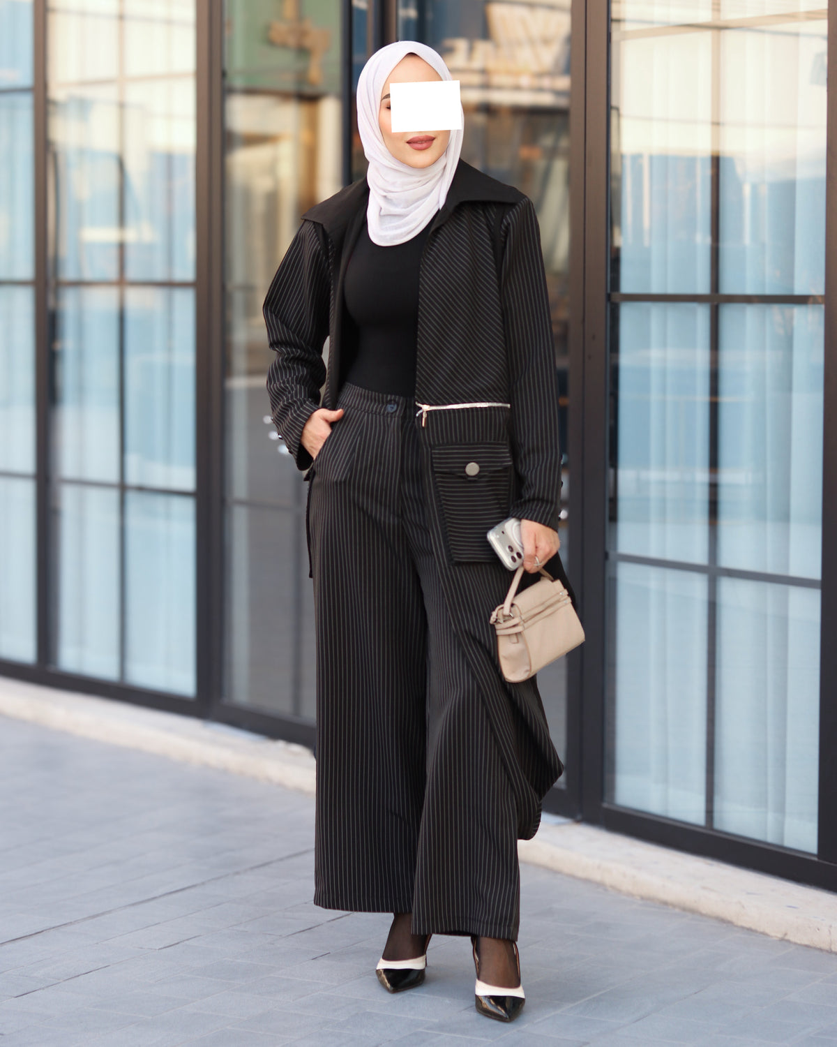 Midnight Pinstripe Poplin & Barbie Set